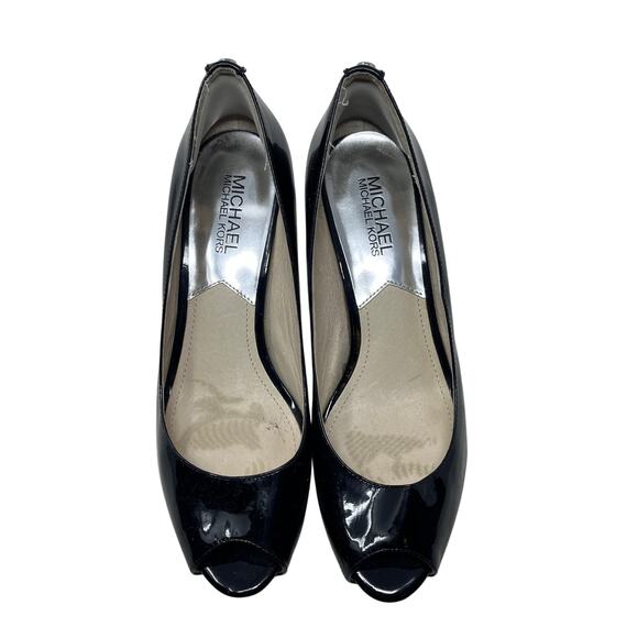 Michael Michael Kors Patent Leather Peep Toe Pumps - Picture 3 of 11